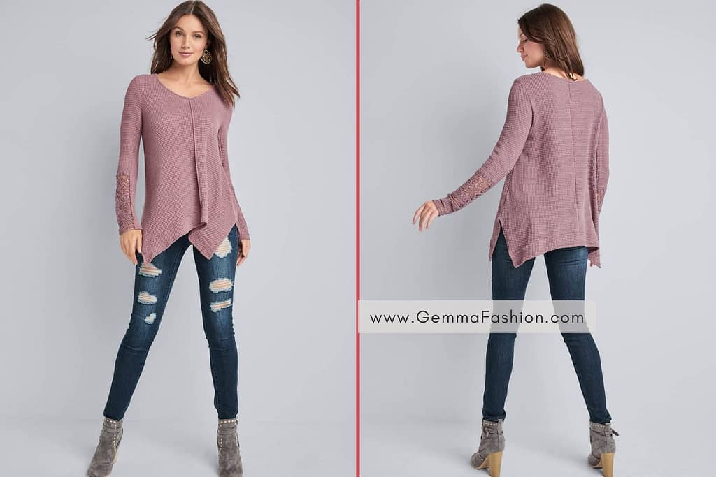 CASUAL WAFFLE KNIT TOP