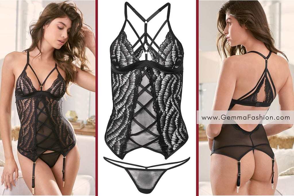 STRAPPY LACE MESH CHEMISE