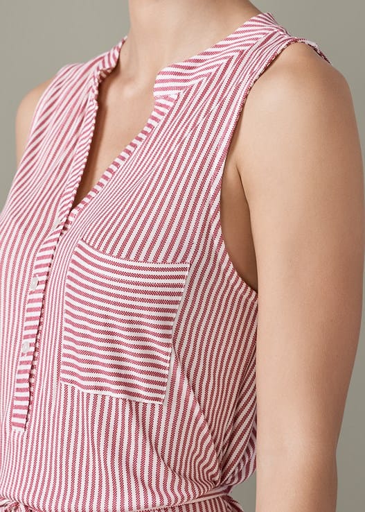 RED AND WHITE STRIPED CASUAL DRESS