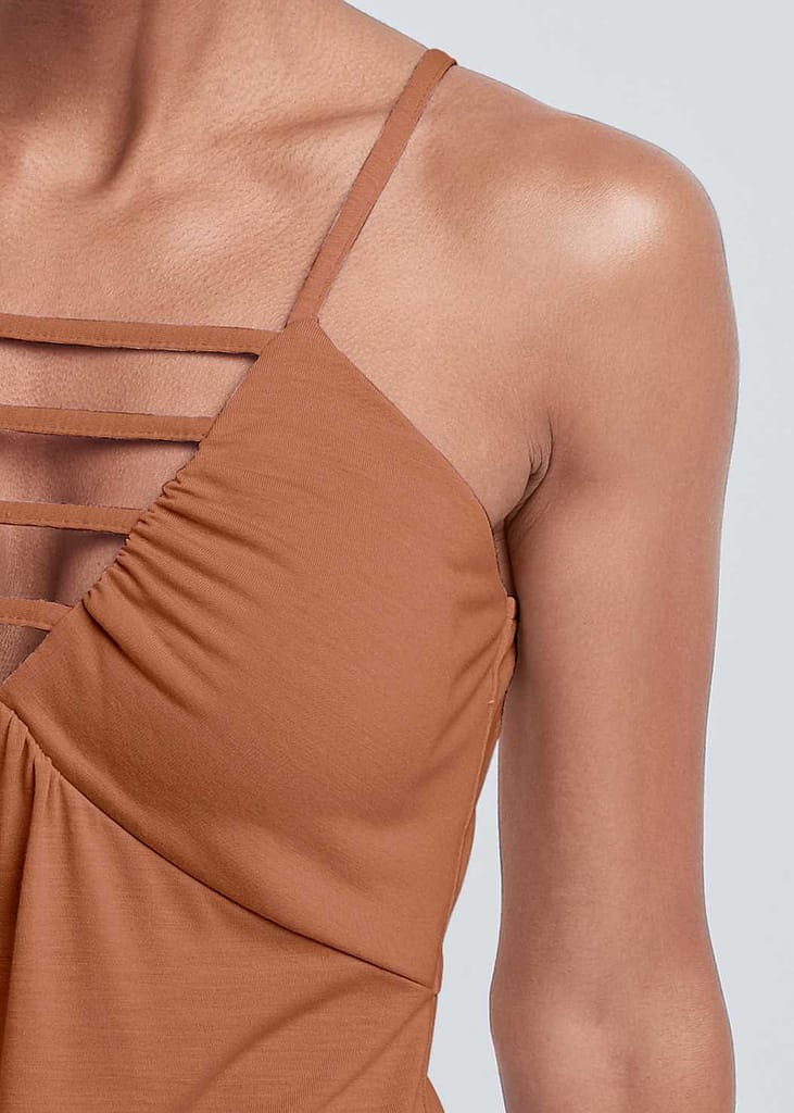 BROWN STRAPPY SLEEVELESS TOP