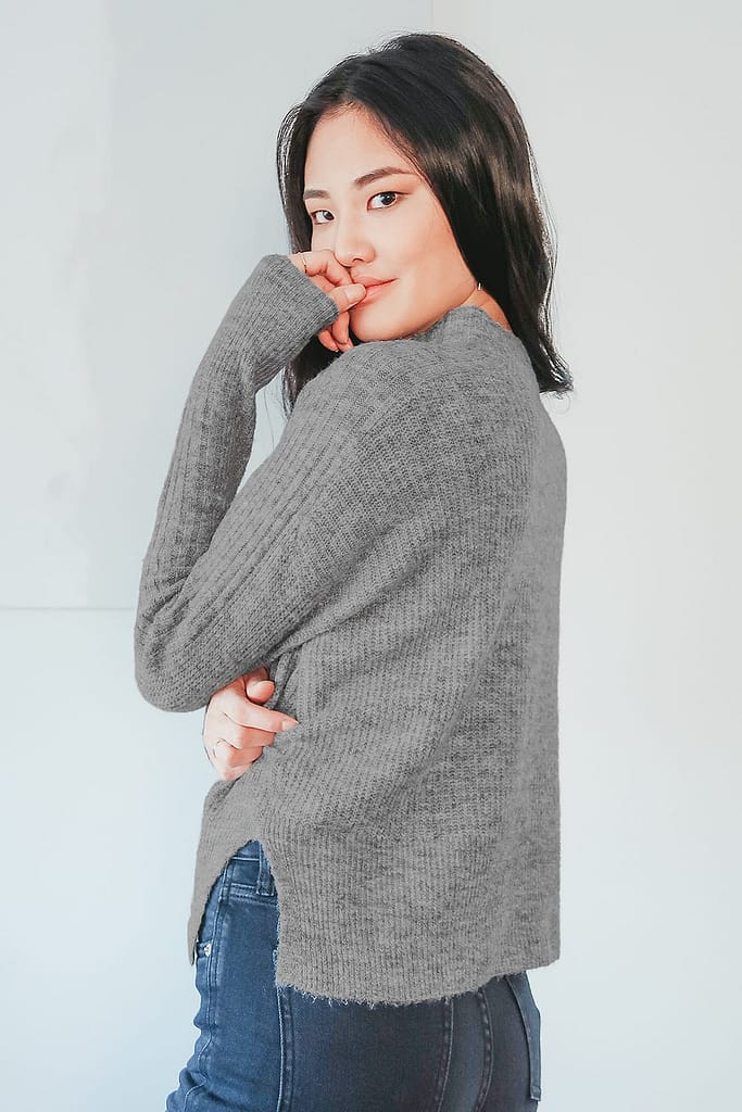 CALL IT CASUAL HEATHER GREY MOCK NECK SWEATER