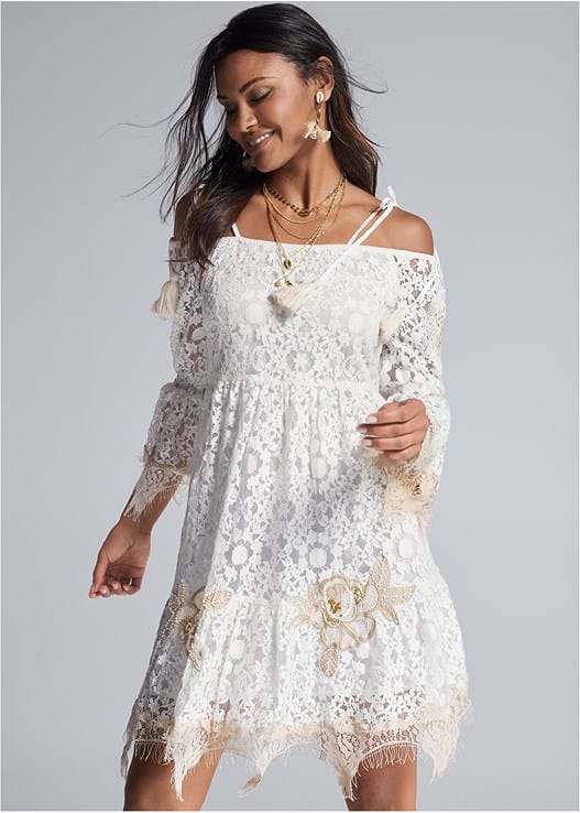WHITE LACE OFF THE SHOULDER DRESS