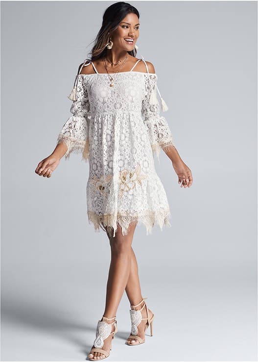 WHITE LACE OFF THE SHOULDER DRESS