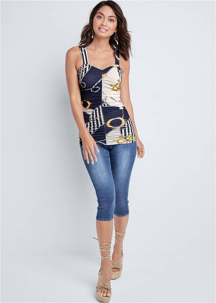 PRINTED RUCHED TOP