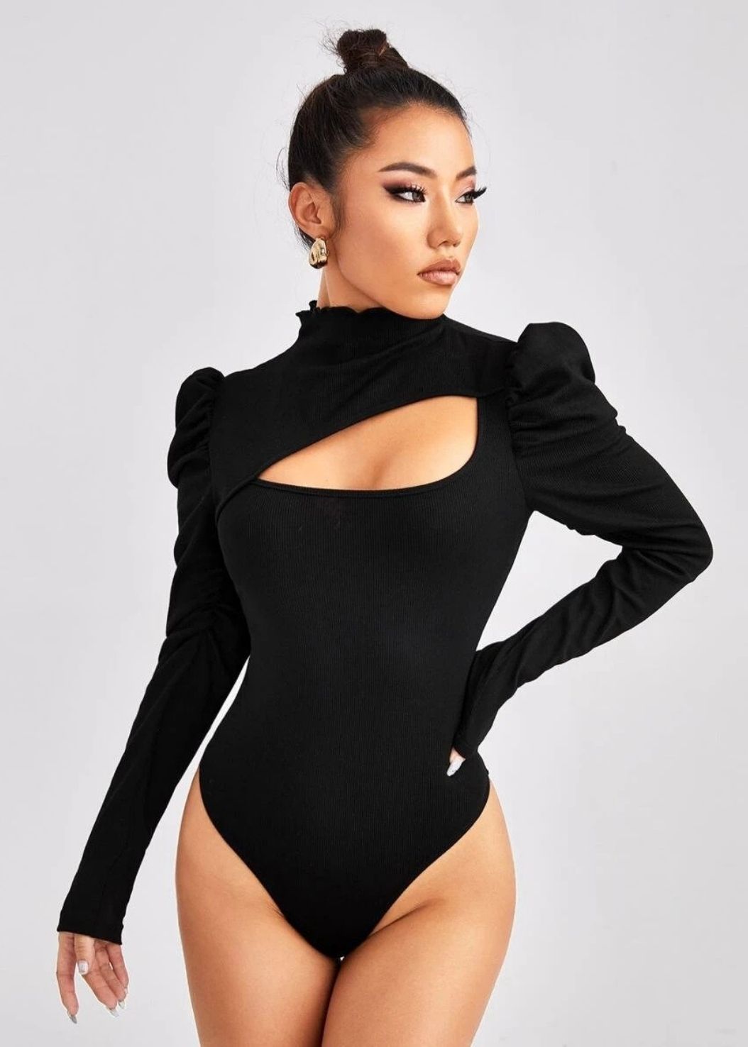 SHEIN GIGOT SLEEVE CUT OUT FRONT BODYSUIT