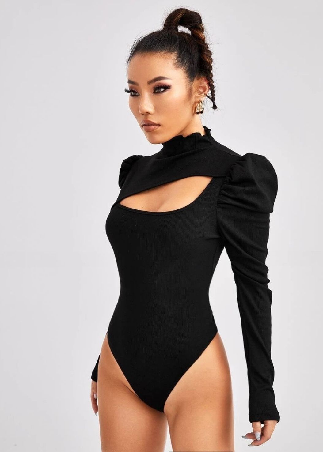 SHEIN GIGOT SLEEVE CUT OUT FRONT BODYSUIT