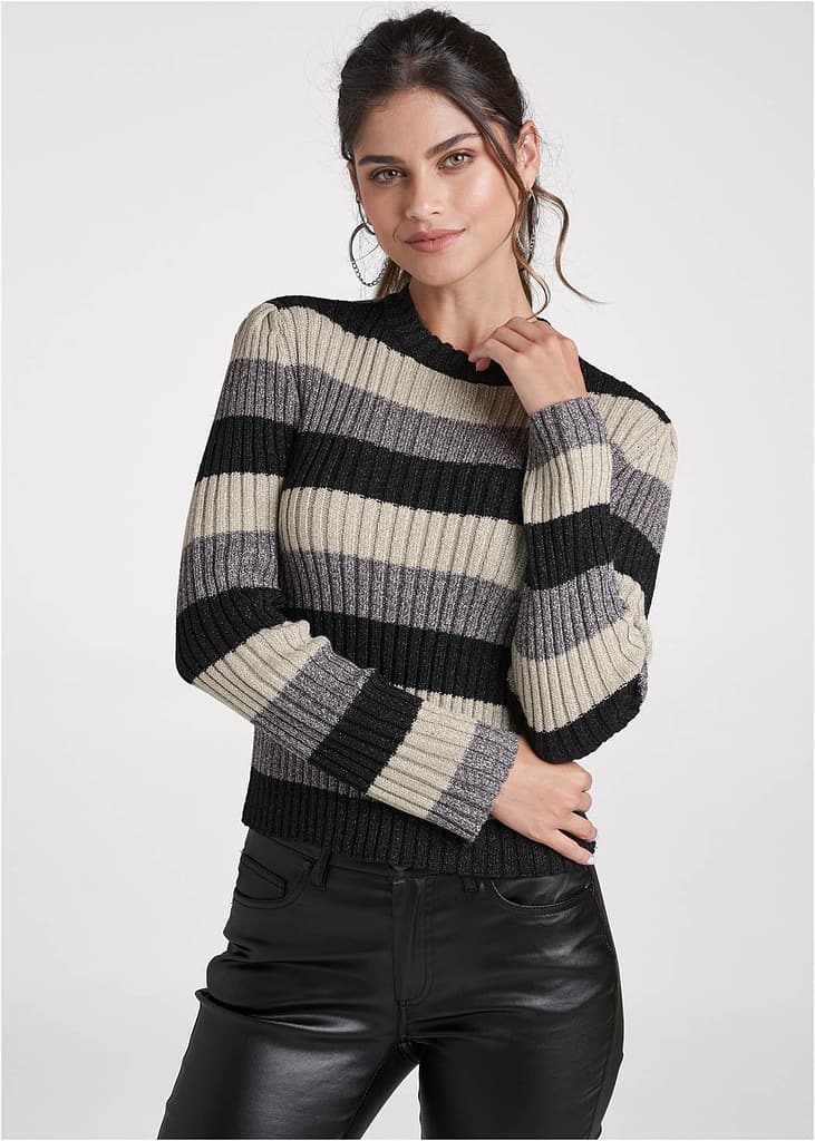STRIPED RIBBED SWEATER